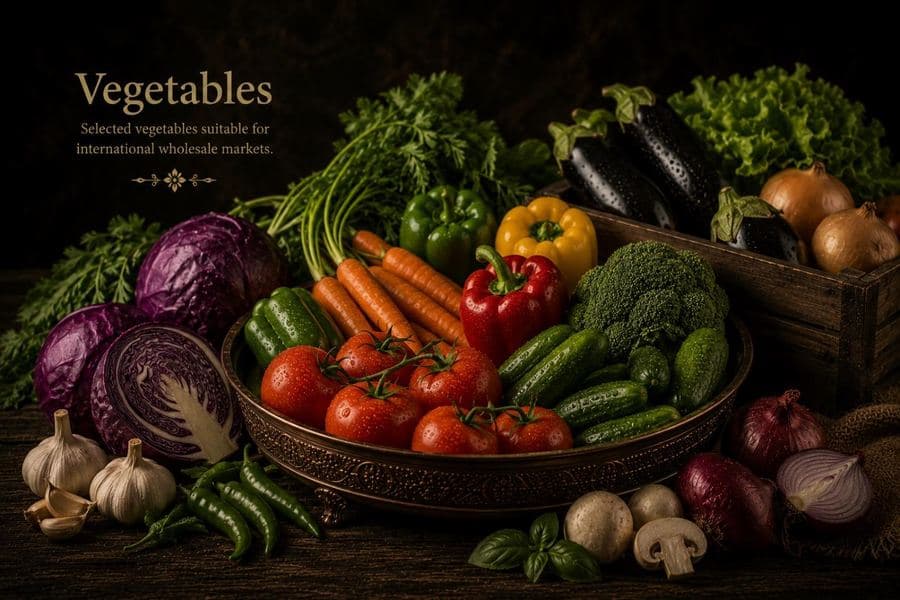 Vegetables — Selected vegetables suitable for international wholesale markets.